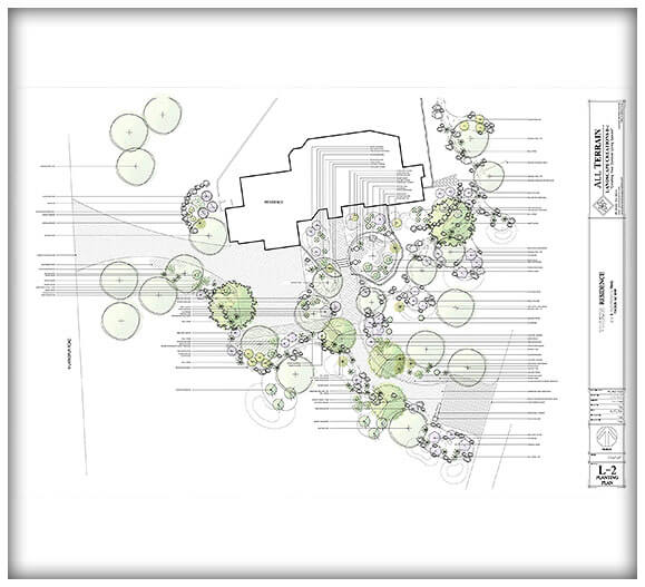 Detailed planting plan drawing for a completed Tucson residence landscape project
